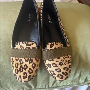 Vaneli Tan and Black Leopard Print Loafers